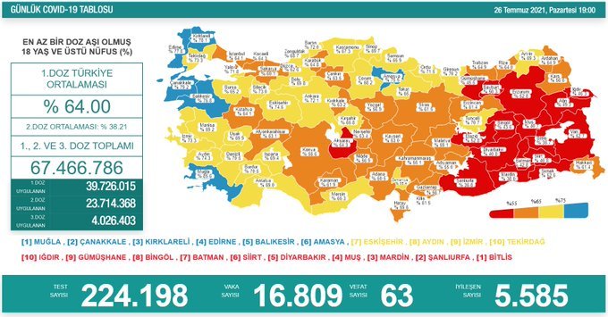 Türkiye’de Koronavirüs vaka sayısı 17 bine dayandı